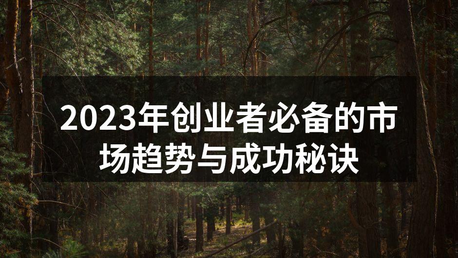 2023年创业者必备的市场趋势与成功秘诀