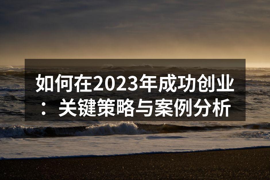 如何在2023年成功创业：关键策略与案例分析